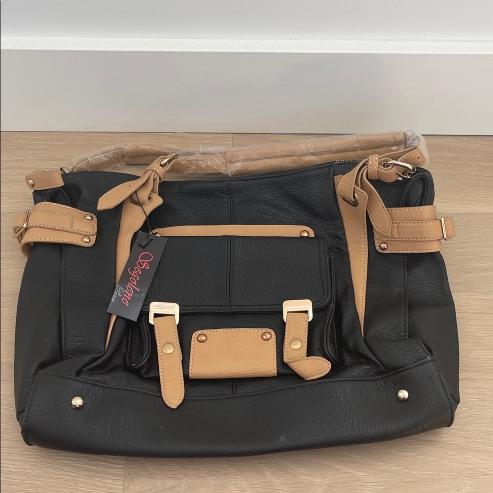 Segolene Paris Black and Tan Shoulder Bag